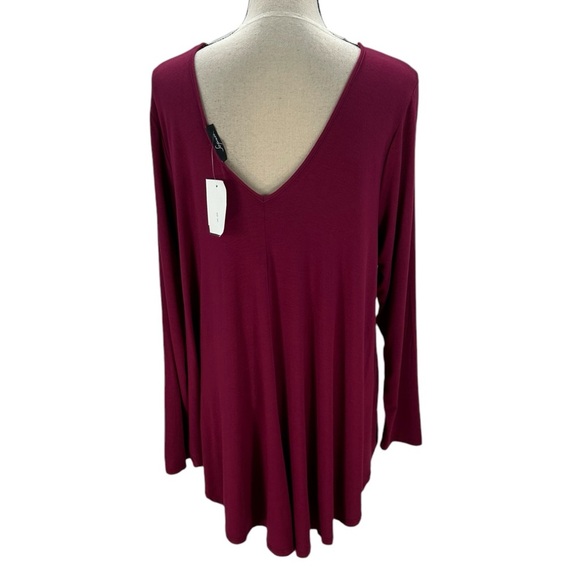 Soprano Long Sleeve V-Neck Tunic Top - Red / Maroon - size 2X - Picture 3 of 7